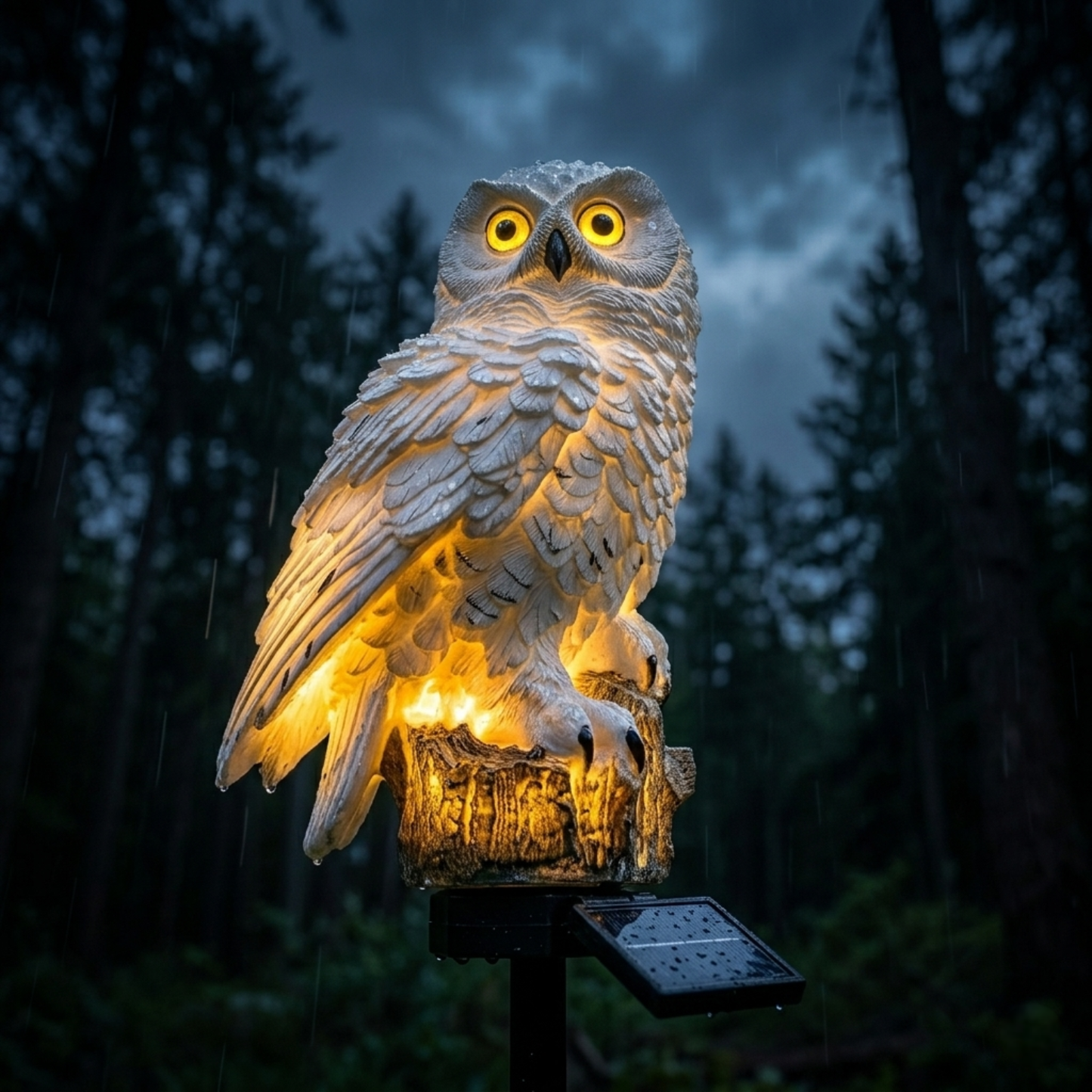 Solar Owl Outdoor Pathway Stake Light - Warm LED Waterproof Garden Lamp