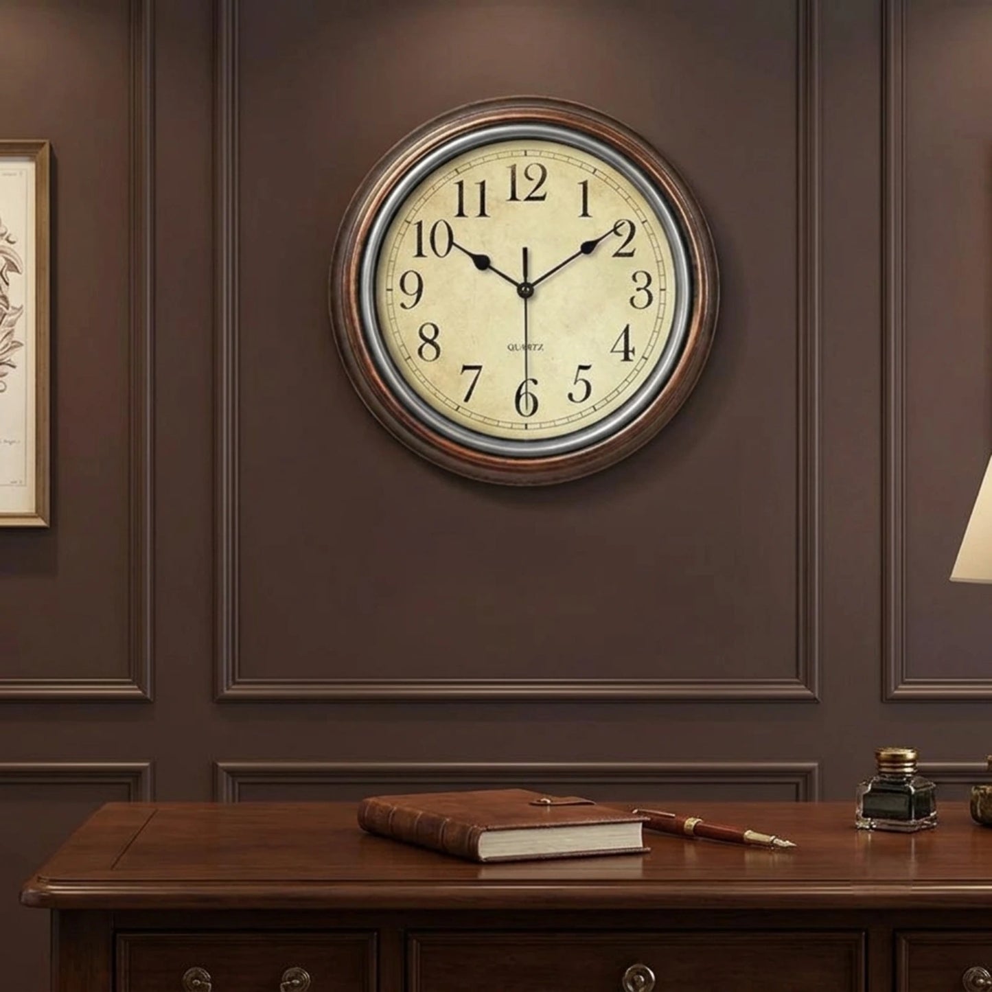 GrandClock Classic Wooden Wall Clock with Silent Quartz Movement and Glass Cover - 30cm