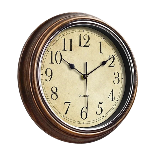 GrandClock Classic Wooden Wall Clock with Silent Quartz Movement and Glass Cover - 30cm