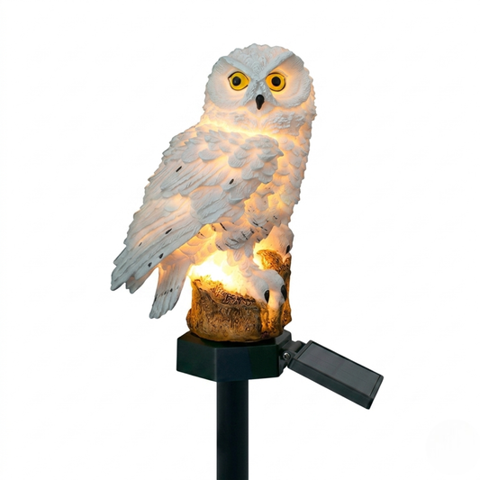 Solar Owl Outdoor Pathway Stake Light - Warm LED Waterproof Garden Lamp