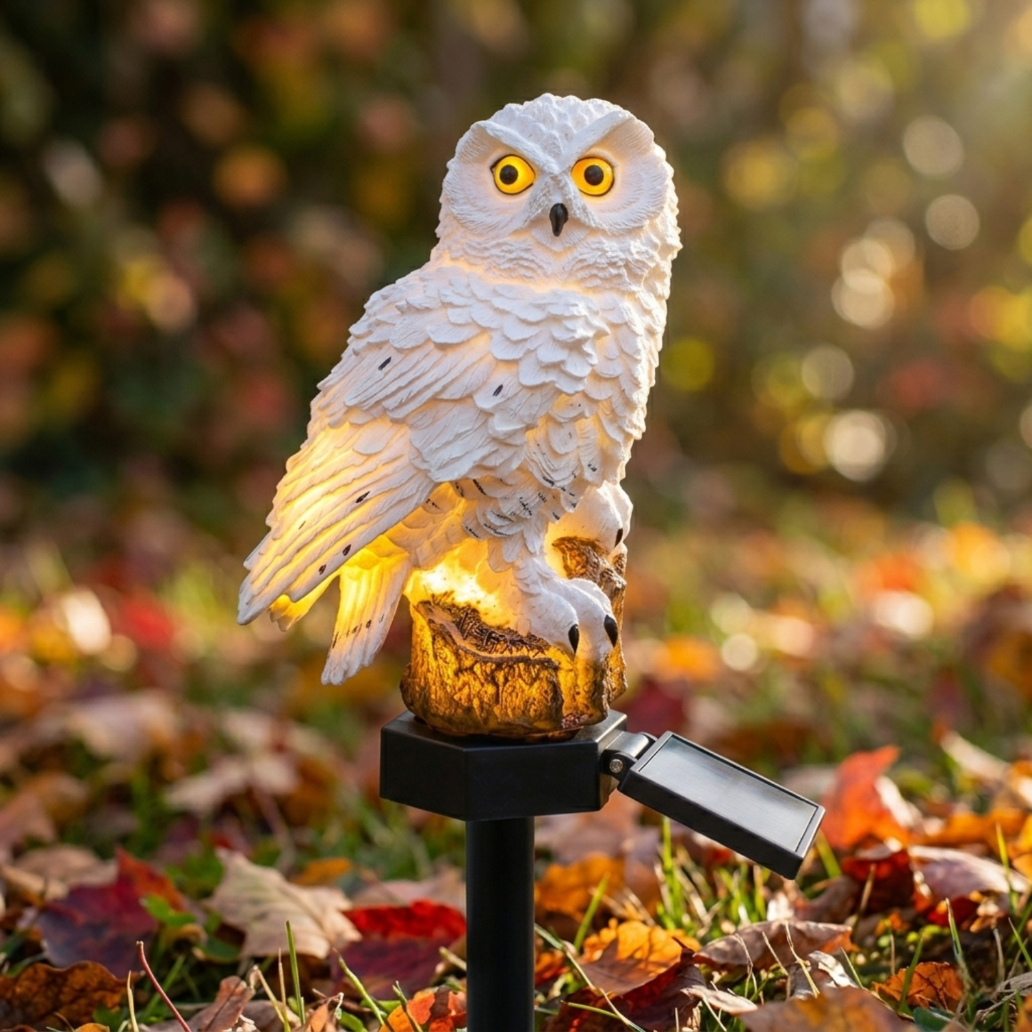 Solar Owl Outdoor Pathway Stake Light - Warm LED Waterproof Garden Lamp