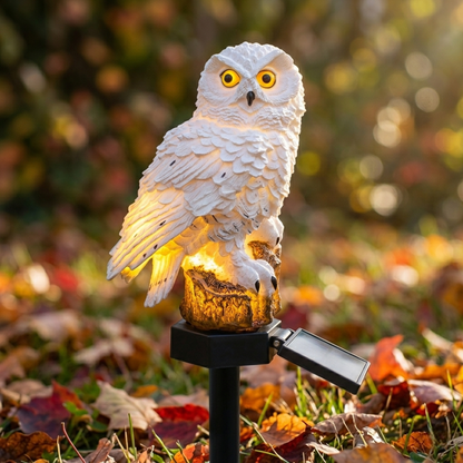 Solar Owl Outdoor Pathway Stake Light - Warm LED Waterproof Garden Lamp