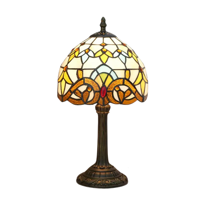 VerreMystique Tiffany Table Lamp - Stained Glass & Polyresin - Multicolor LED Accent Light