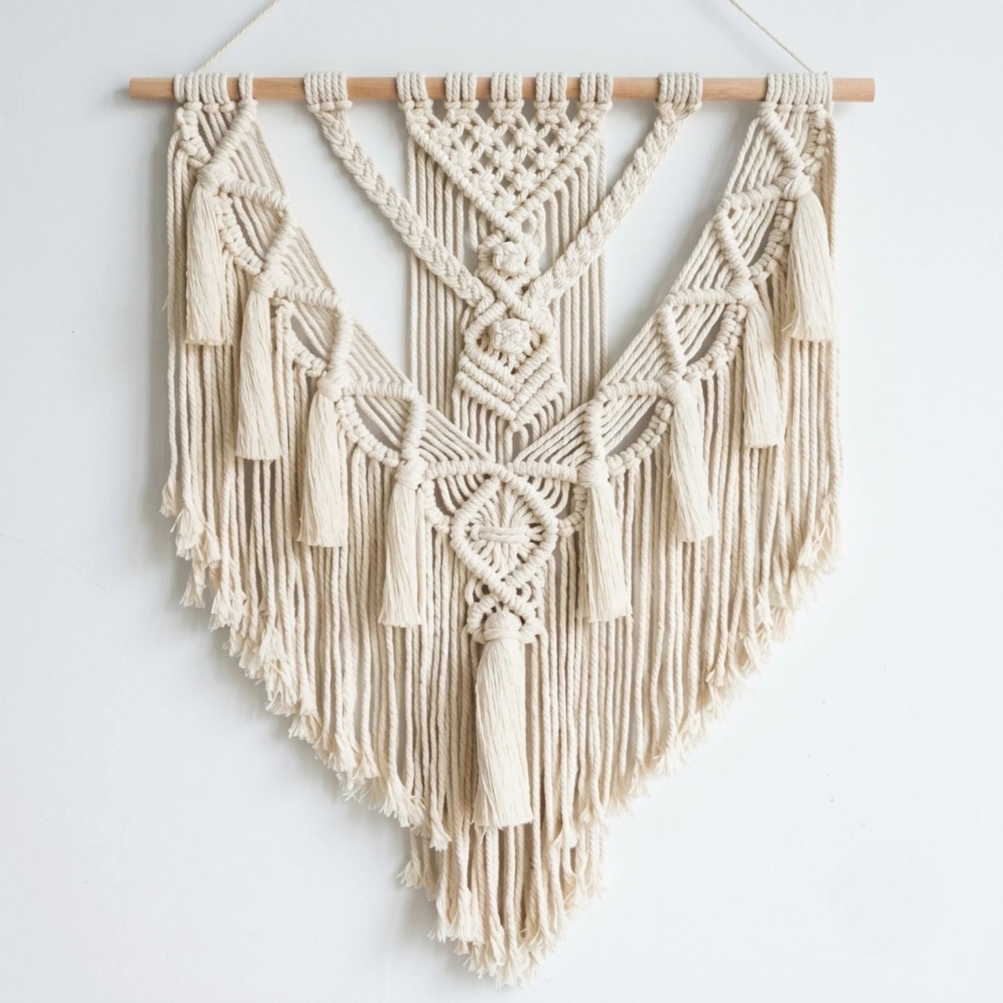 Bohemian Macrame Wall Tapestry Hand-Woven Cotton Geometric Wall Hanging Decor
