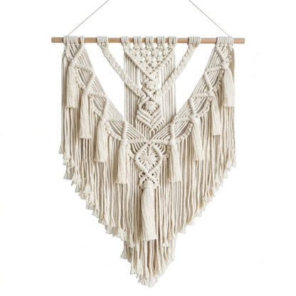Bohemian Macrame Wall Tapestry Hand-Woven Cotton Geometric Wall Hanging Decor