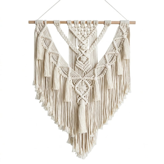 Bohemian Macrame Wall Tapestry Hand-Woven Cotton Geometric Wall Hanging Decor