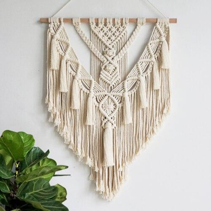 Bohemian Macrame Wall Tapestry Hand-Woven Cotton Geometric Wall Hanging Decor