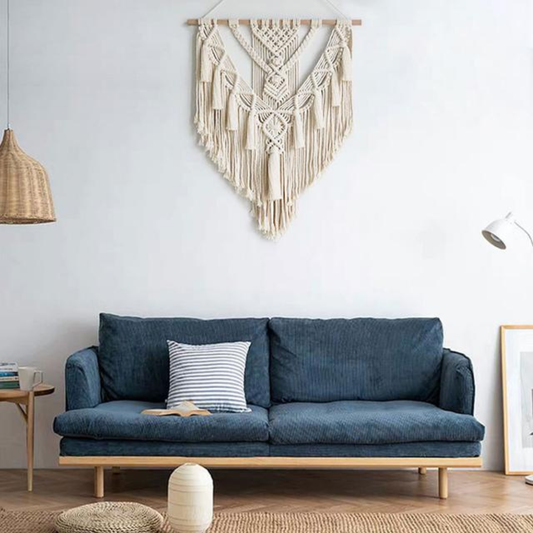 Bohemian Macrame Wall Tapestry Hand-Woven Cotton Geometric Wall Hanging Decor