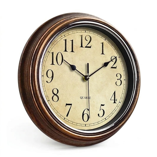 GrandClock Classic Wooden Wall Clock with Silent Quartz Movement and Glass Cover - 30cm