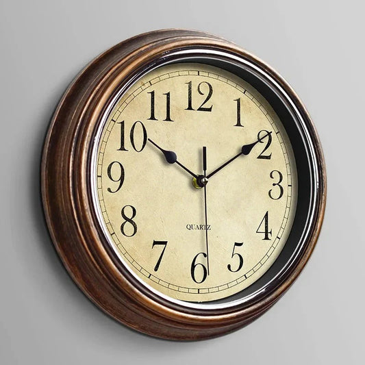 GrandClock Classic Wooden Wall Clock with Silent Quartz Movement and Glass Cover - 30cm