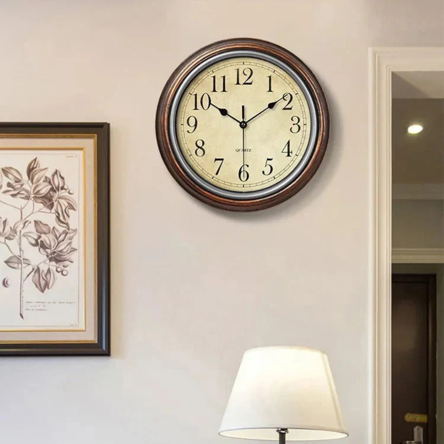 GrandClock Classic Wooden Wall Clock with Silent Quartz Movement and Glass Cover - 30cm
