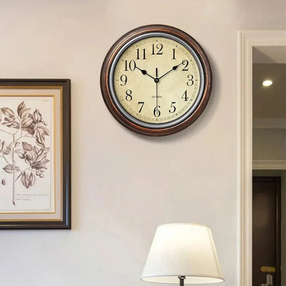 GrandClock Classic Wooden Wall Clock with Silent Quartz Movement and Glass Cover - 30cm
