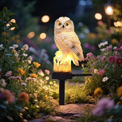 Solar Owl Outdoor Pathway Stake Light - Warm LED Waterproof Garden Lamp
