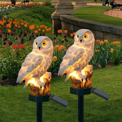 Solar Owl Outdoor Pathway Stake Light - Warm LED Waterproof Garden Lamp