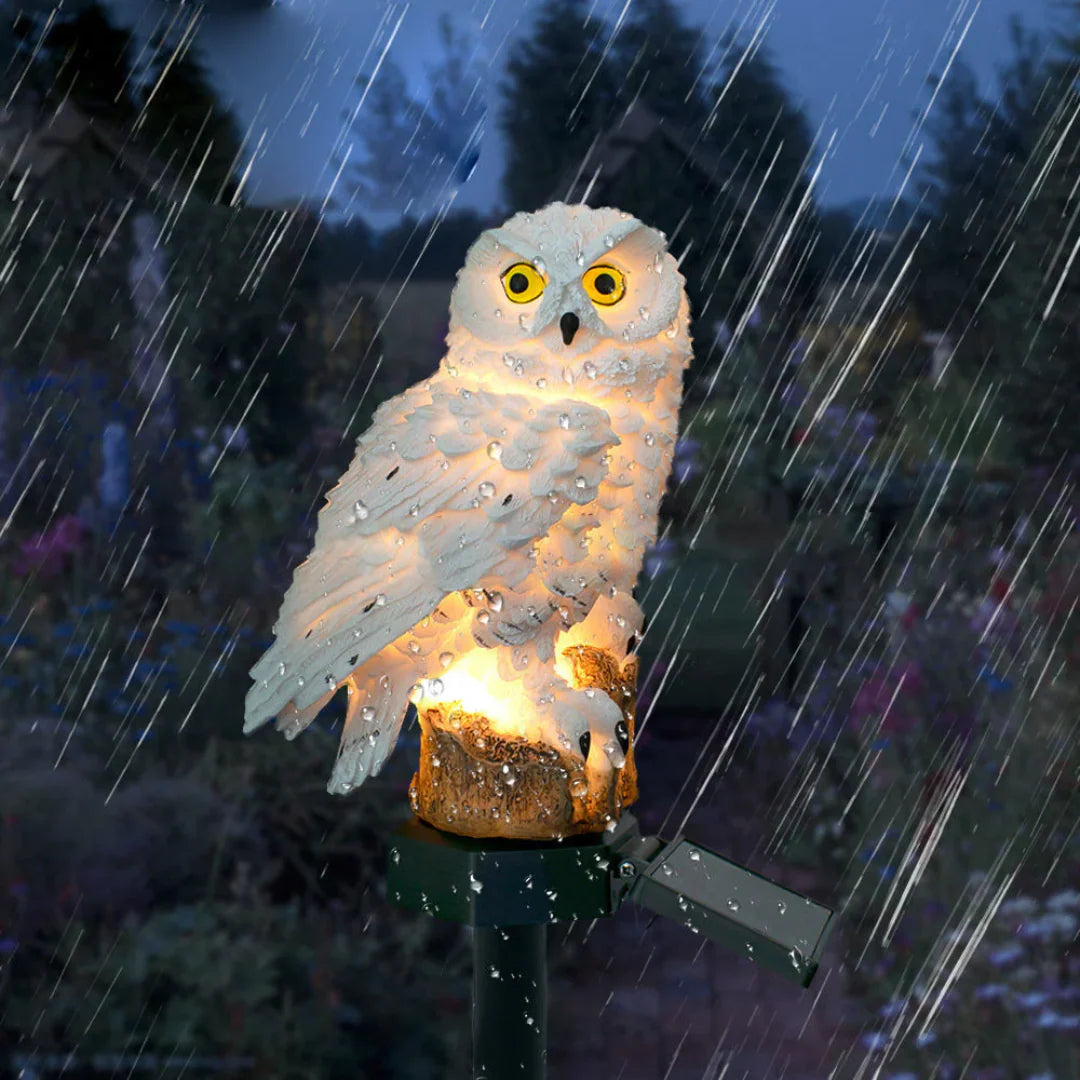 Solar Owl Outdoor Pathway Stake Light - Warm LED Waterproof Garden Lamp