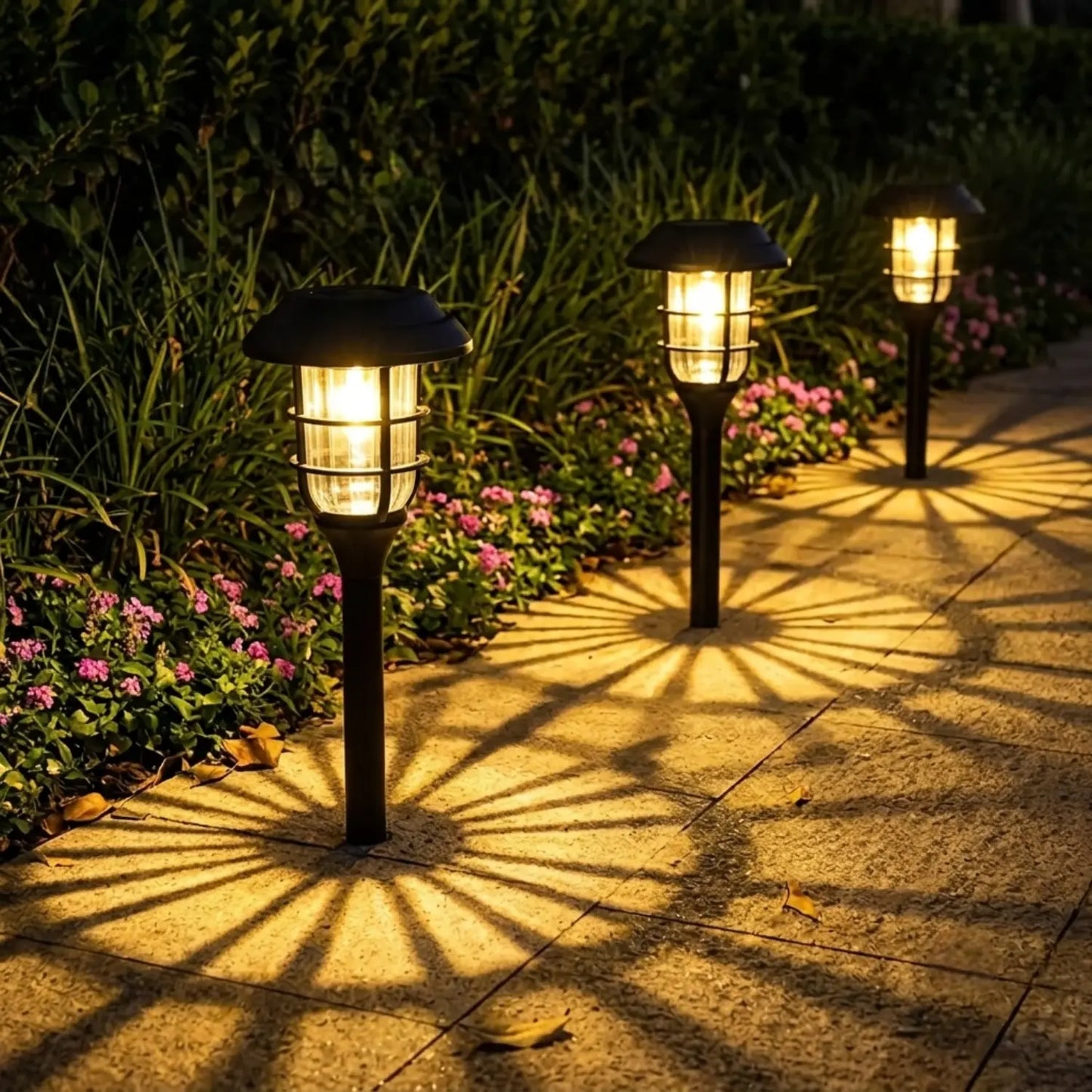 SolarGlow Weatherproof Solar Path Lights - Flickering Warm Glow Outdoor Garden Set (6-Pack)