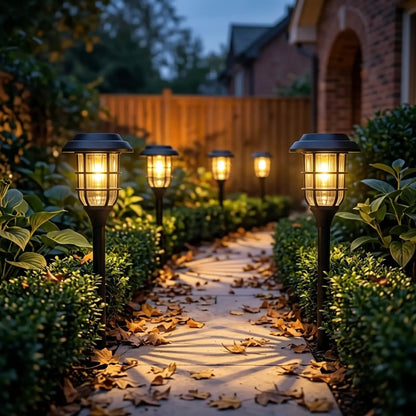 SolarGlow Weatherproof Solar Path Lights - Flickering Warm Glow Outdoor Garden Set (6-Pack)