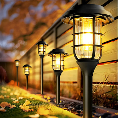 SolarGlow Weatherproof Solar Path Lights - Flickering Warm Glow Outdoor Garden Set (6-Pack)